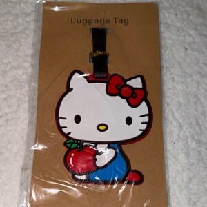 Hello Kitty Luggage Tag Sanrio Character Rubber Travel Bag ID Tag Red Apple